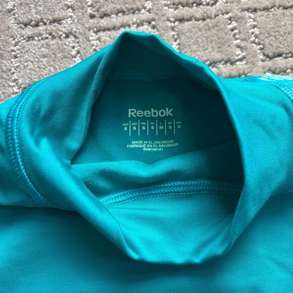 Reebok Cold Weather Compression Shirt Women's S Teal Blue Long Sleeve Mock Neck - Picture 2 of 9